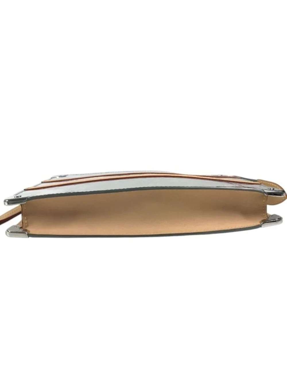 Louis Vuitton Clutch Trunk Pochette Leather Silver